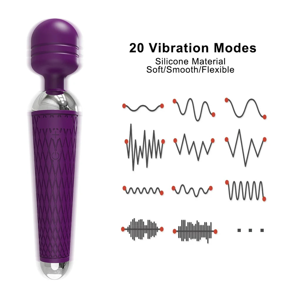 Women G Spot Vibrator Wand with 20 Vibration Modes, Personal Wand Massager